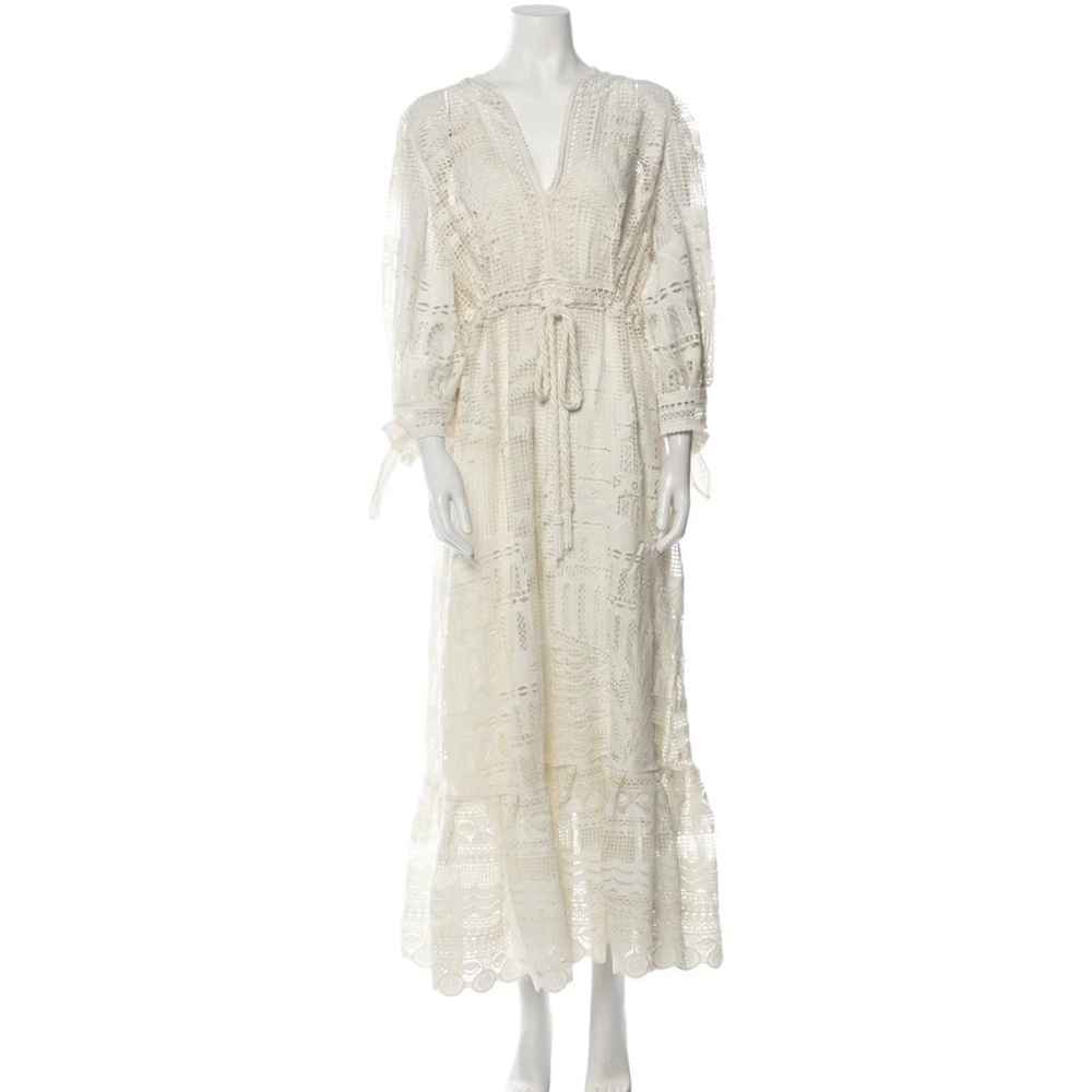 FARM RIO Off White Morada Boa Guipure Dress Size Large